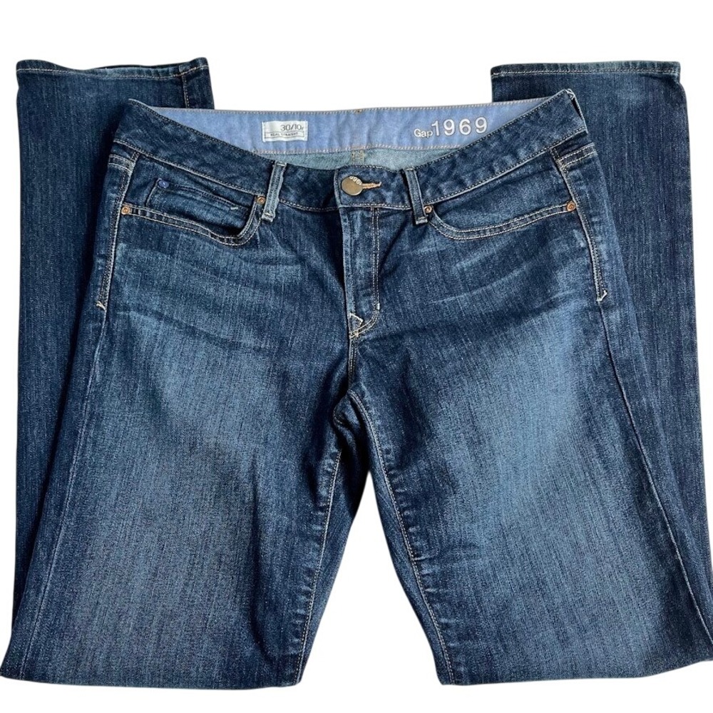 Gap Real Straight Jeans Women‎ 30/10r Dark Blue Excellent Stretch Denim 1969